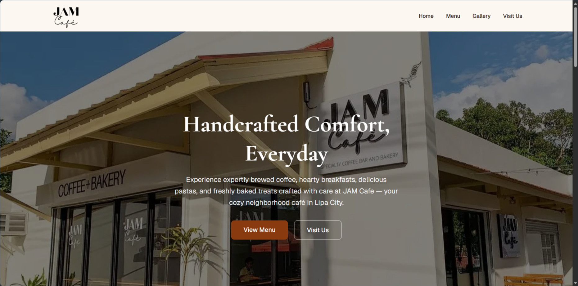 Website Concept for JAM Cafe